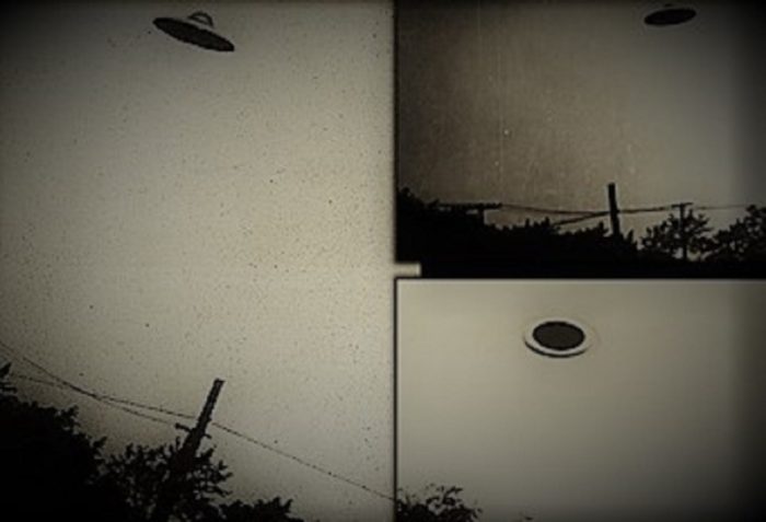 Pictures by George Stork of apparent UFOs