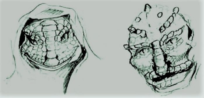 Artist's impression of an reptilian entity 