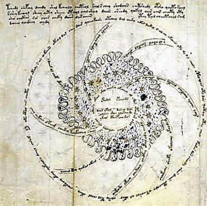 Close-up of the Voynich Andromeda page