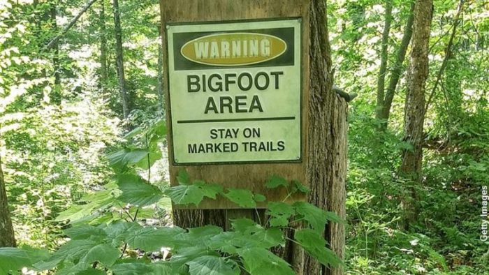 A warning sign that Bigfoot creatures may be in the area