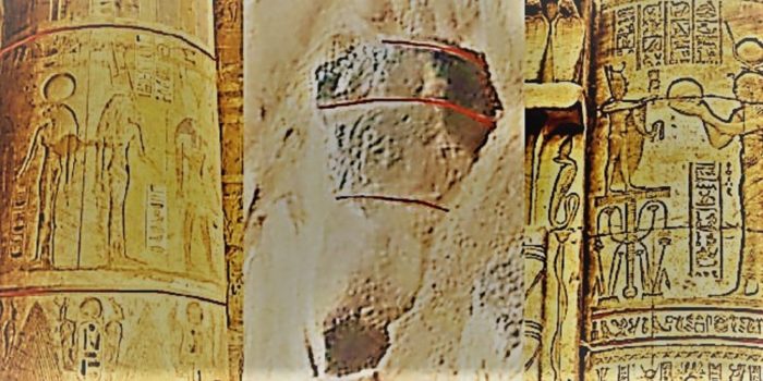 Comparison of an Egyptian column to rubble found on Mars