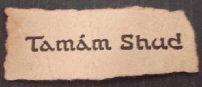 Close-up of the Tamam Shud note