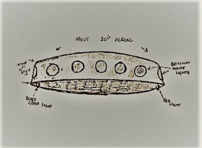 A sketch of the UFO McMurray witnessed 