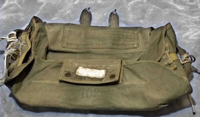 A close-up of the recovered satchel 