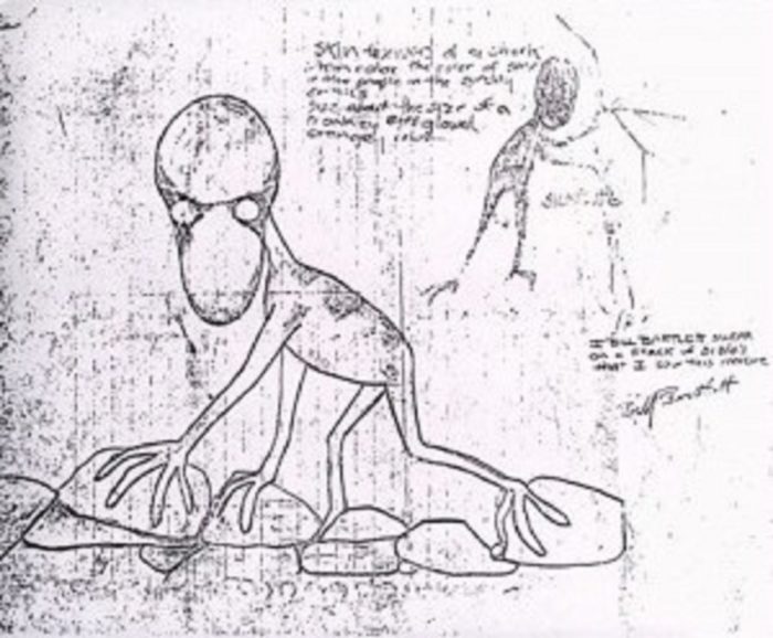 Bartlett's sketch of the Dover Demon