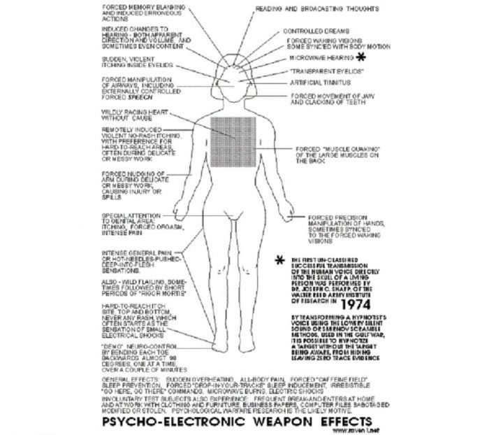 A print of an alleged official document of EM Effects on the human body