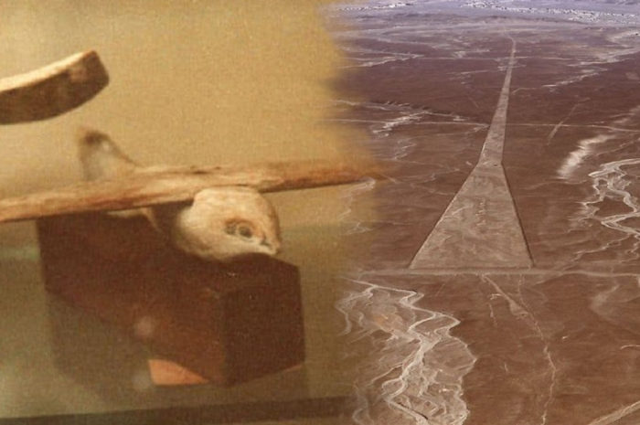 Nazca Landing Strip blended into an image of the Saqqara Bird