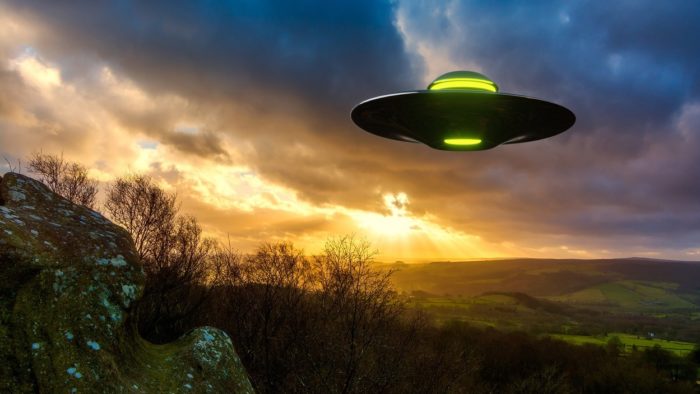 A depiction of a UFO over Yorkshire