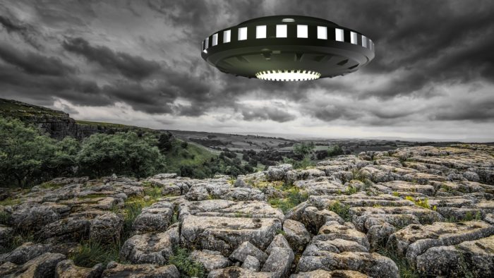 A depiction of a UFO over Yorkshire