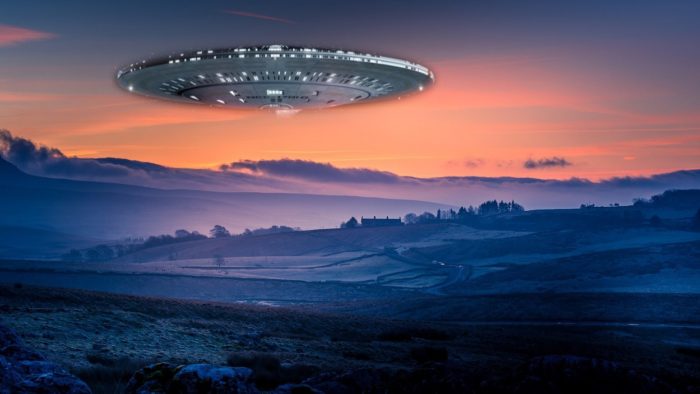 A depiction of a UFO over Yorkshire