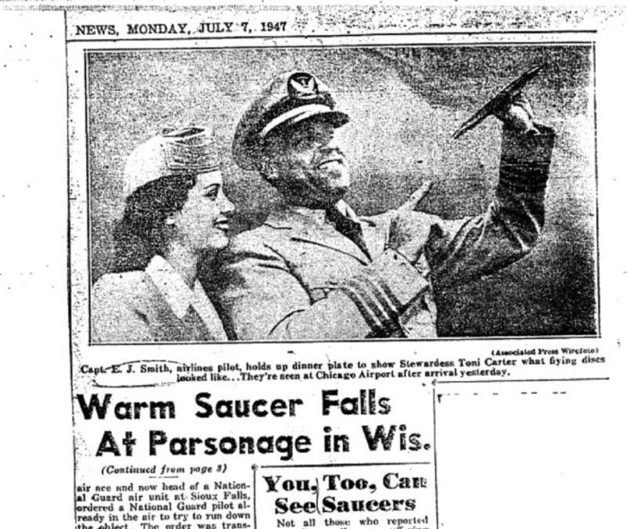 Newspaper clipping from the Idaho UFO incident in 1947