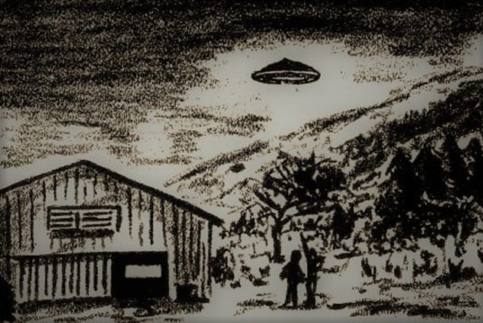 Artist's impression of Saunders UFO sighting