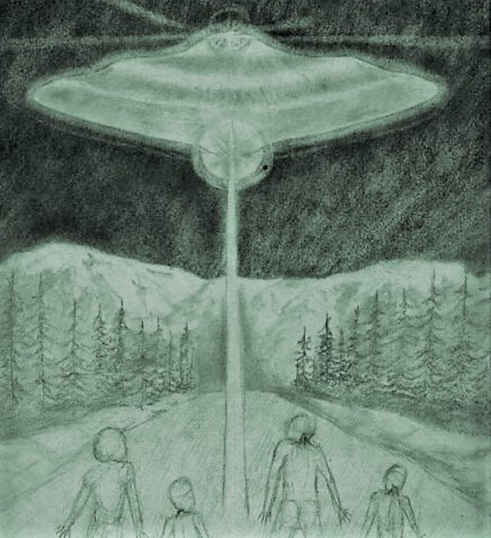 Artist's impression of the 1980 UFO light beam incident 