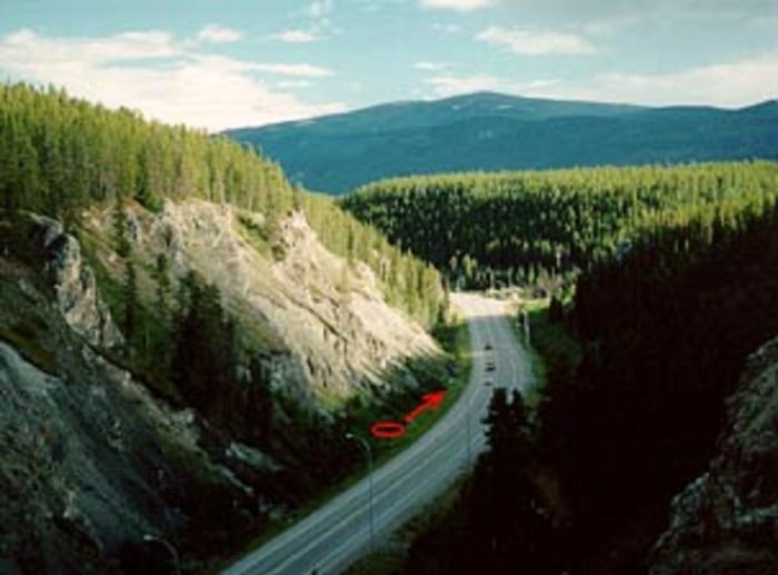 Location where the Klondike Highway UFO was witnessed