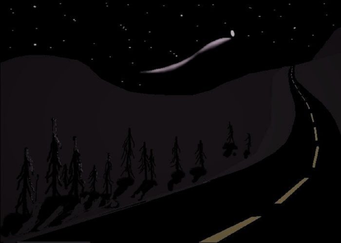 Artist's impression of a UFO over Yukon in 1996