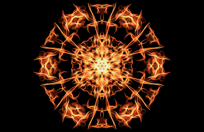 A pattern of flames on a black background