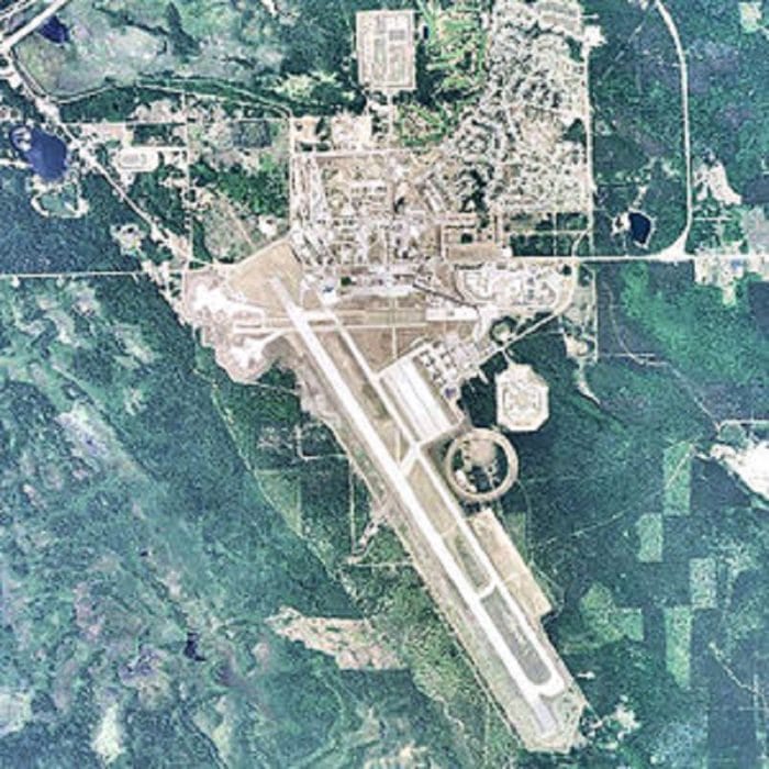 An aerial shot of Kinross Air Force Base