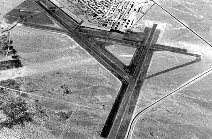 An aerial view of Nellis Air Field 