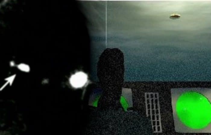 A depiction of the sighting from the control tower