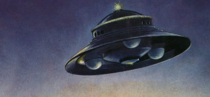 A depiction of a classic UFO