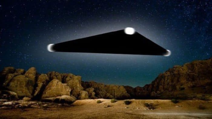 Depiction of a black triangle UFO