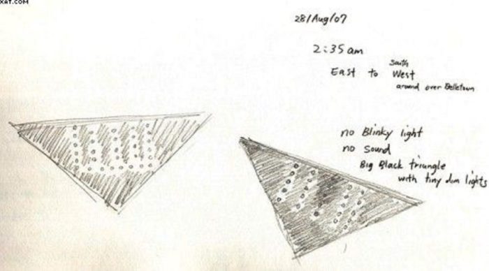 Sketch of a black triangle UFO