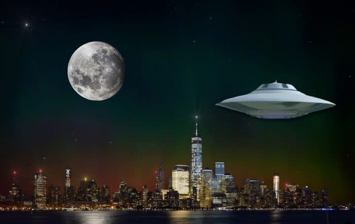 A depiction of a UFO in New York