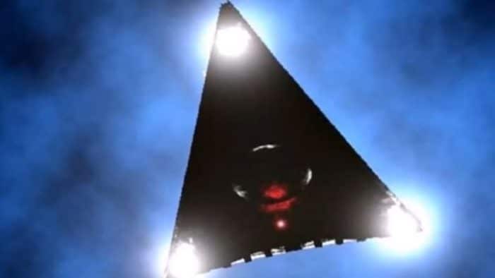 Depiction of a black triangle UFO