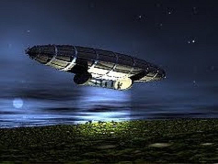 A depiction of one of the strange airships