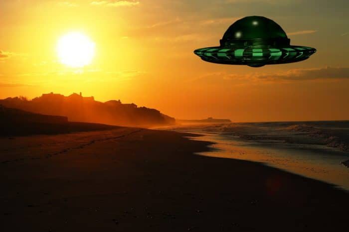 A depiction of a UFO off the US east coast