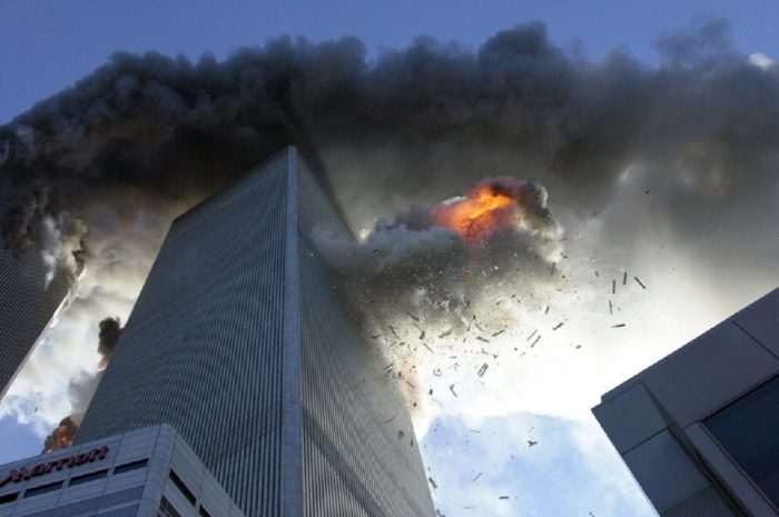 View of the second plane strike from the ground