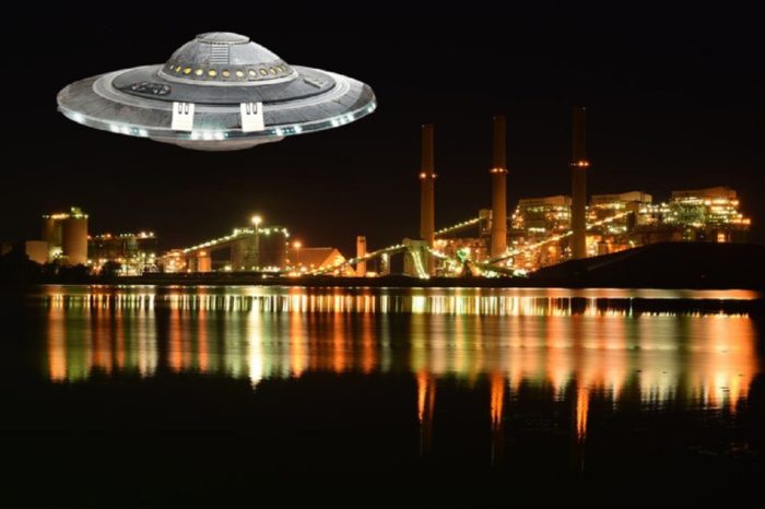 A superimposed UFO over a river in North Carolina