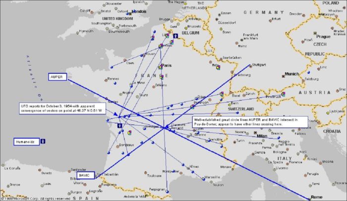 Map of the sightings over France