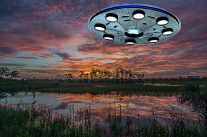 A superimposed UFO over the Florida Everglades