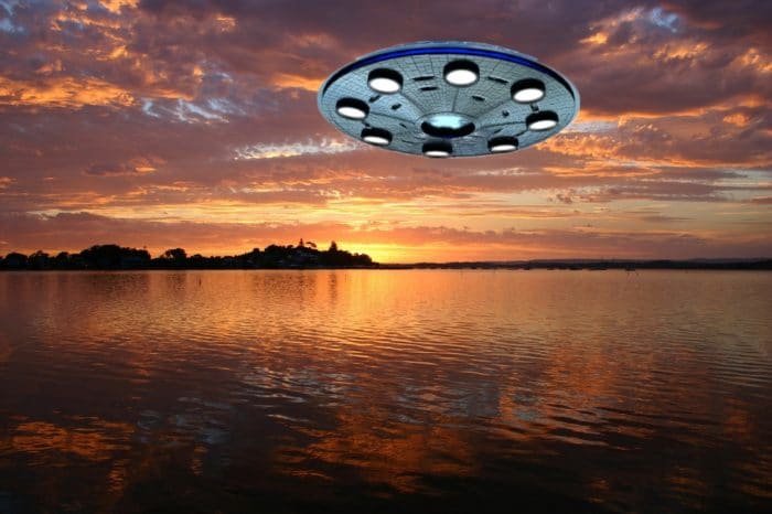 A superimposed UFO on a picture of a Florida lake