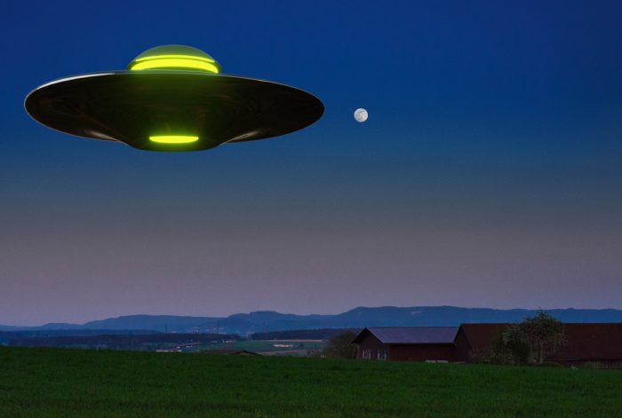 A superimposed UFO on a Texan farm