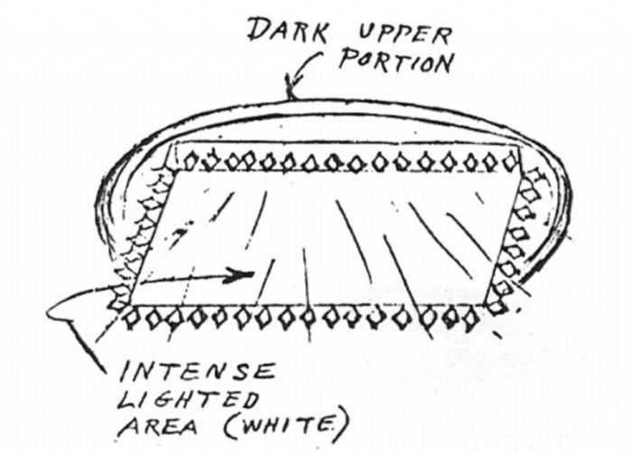 Witness sketch of a UFO sighting during the 1964 wave