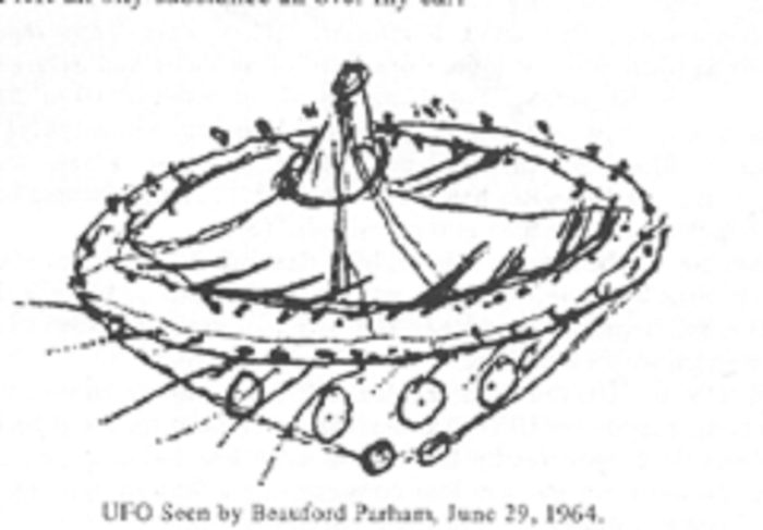 Witness sketch of a UFO witnessed over Carolina