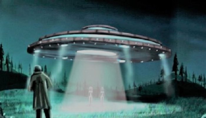 Artist's impression of a close encounter with a UFO