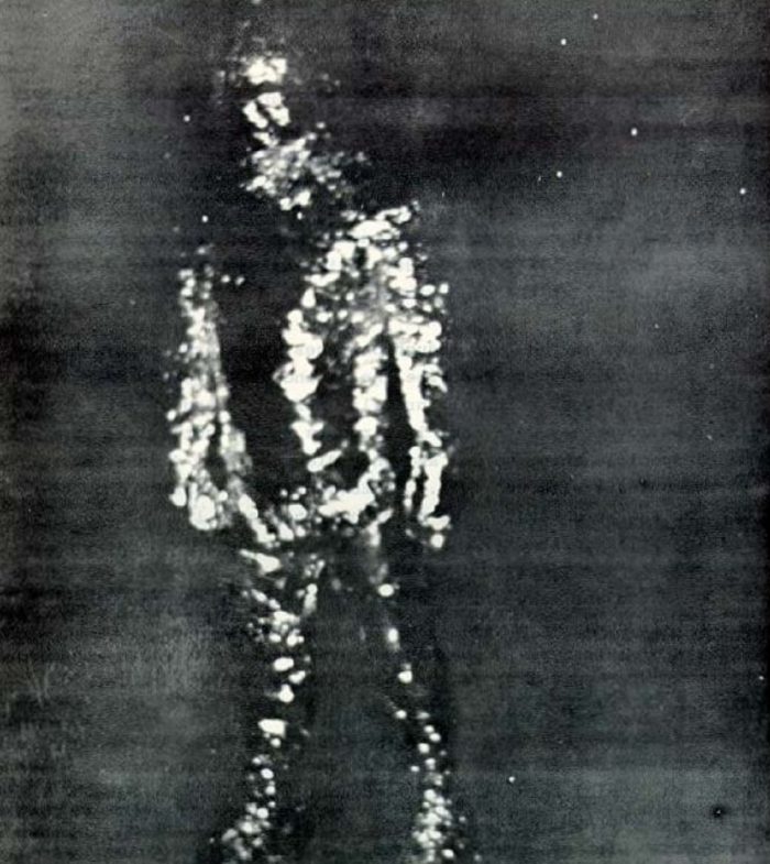 A picture from 1973 claiming to show a metallic alien