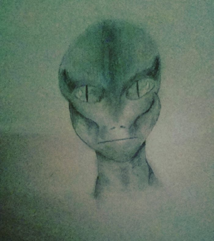 A witness sketch of a reptilian entity