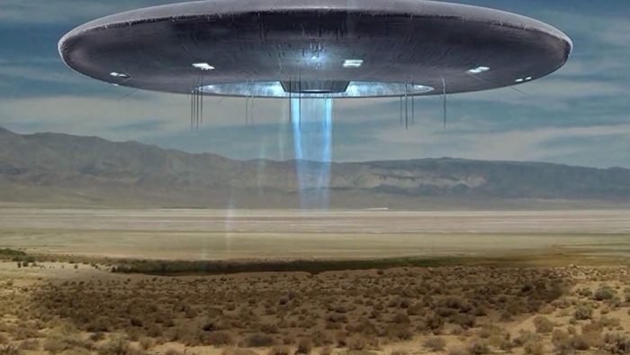 An artist's impression of low-hovering UFO