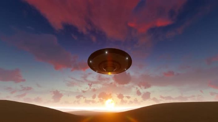 A depiction of an ascending UFO