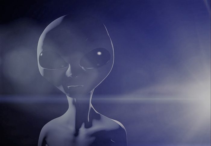 A depiction of a typical grey alien