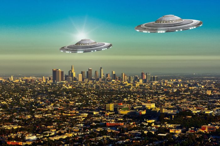 Two superimposed UFOs over Los Angeles 