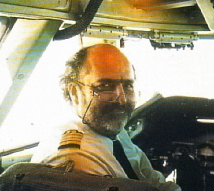 Jean-Charles Duboc in the cockpit of a jumbo jet