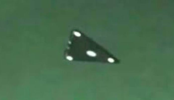 Close-up picture of an alleged black triangle UFO