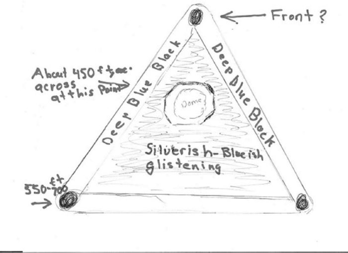 Witness sketch of the triangular UFO 