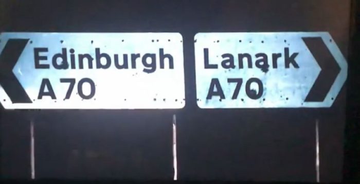 Road signs on the A70