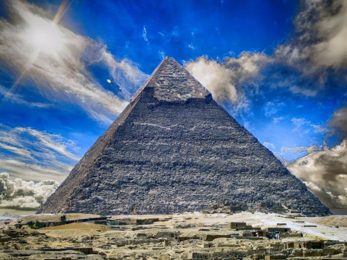 A close up of the Great Pyramid of Giza